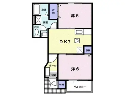 ラフィナートB(2DK/1階)の間取り写真