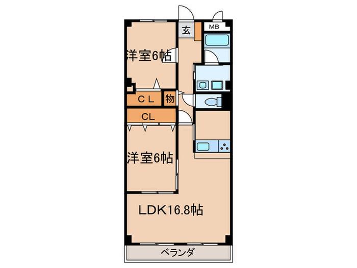 アドバンスユタカ(2LDK/2階)の間取り写真