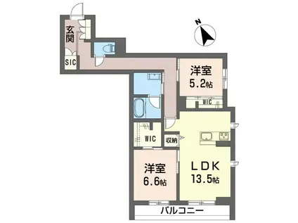 ラディアント(2LDK/2階)の間取り写真