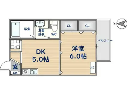 R-FLATS(1DK/2階)の間取り写真