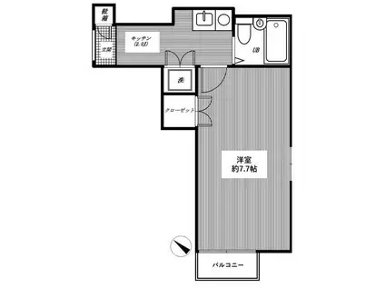 鶴ヶ島ダイカンプラザCITY(1K/4階)の間取り写真
