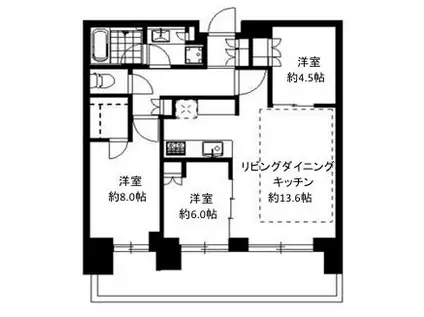 HARUMI FLAG SUN VILLAGE T棟(3LDK/5階)の間取り写真