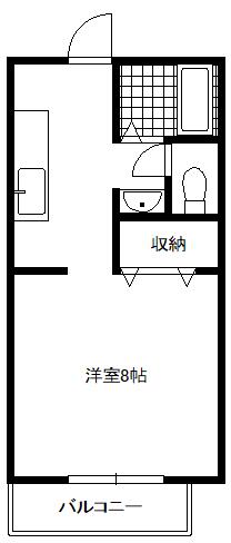 ビーライン松の木(1K/2階)の間取り写真