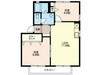 ファミーユ豊が丘B棟(2LDK/2階)の間取り写真