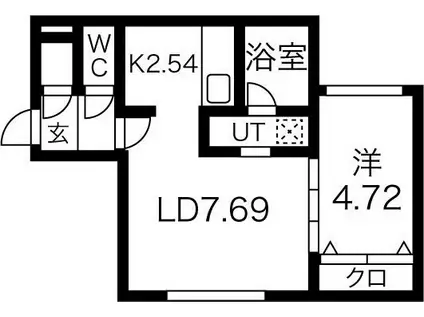 シエル琴似(1LDK/2階)の間取り写真