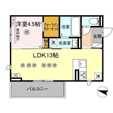 TORISIA飛田(1LDK/2階)の間取り写真