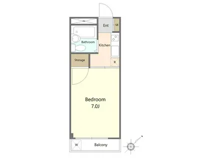 エステートII(1K/4階)の間取り写真