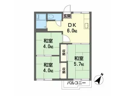 スカイハウス(3DK/2階)の間取り写真