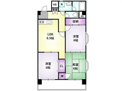 サンシャインコーポ(3LDK/2階)の間取り写真