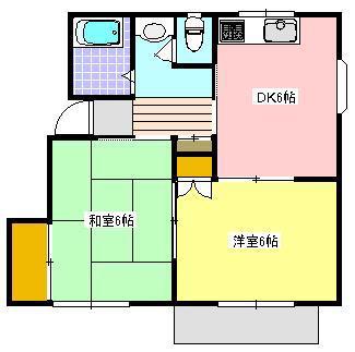 グリーンハイツ大紀(2DK/2階)の間取り写真