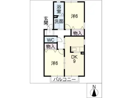 マイリトルタウン高師 五番館(2DK/2階)の間取り写真