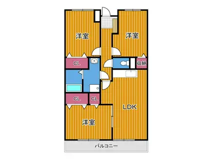 ラメールII(3LDK/3階)の間取り写真