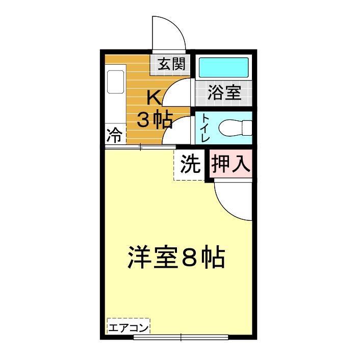ハイツ秀和(1K/2階)の間取り写真