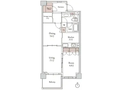 アデニウム高輪(1LDK/8階)の間取り写真