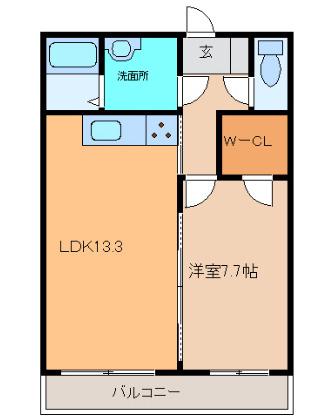 サルイオビヒロ(1LDK/3階)の間取り写真