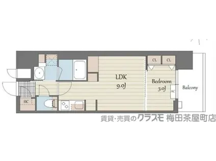S-RESIDENCE天満橋AR(1LDK/10階)の間取り写真