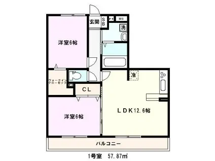 エントピアIII(2LDK/1階)の間取り写真