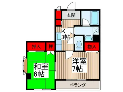 ブリュッヘンパーク(2K/2階)の間取り写真