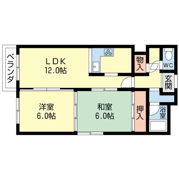 プラザユーホーム(2LDK/4階)の間取り写真