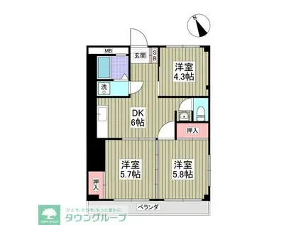 とくしんハイツ(3DK/3階)の間取り写真