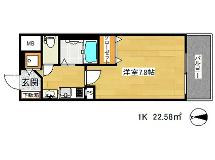 プレサンス三宮花時計前(1K/5階)の間取り写真