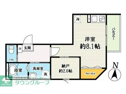 グラン大袋(1SK/1階)の間取り写真
