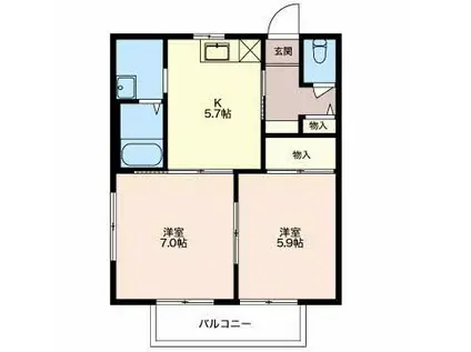 プチメゾンコスギ(2K/2階)の間取り写真