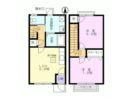 グランシャリオ(2LDK/1階)の間取り写真