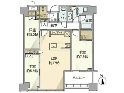 白金ザ・スカイ東棟(3LDK/41階)の間取り写真