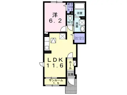 パルテ-ルB(1LDK/1階)の間取り写真