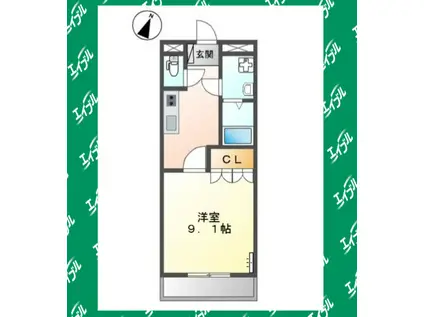 森の里MI(1K/1階)の間取り写真