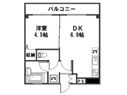 ホワイトパールパレス(1DK/3階)の間取り写真