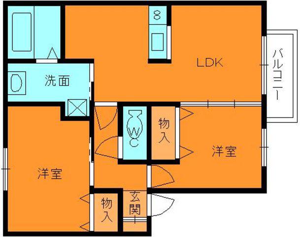 ヴィラージュ咲(2LDK/1階)の間取り写真