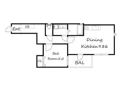 TIDE.STYLE OKURAHACHIMAN(1LDK/2階)の間取り写真