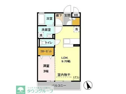 メゾン グリーンヒル(1LDK/3階)の間取り写真