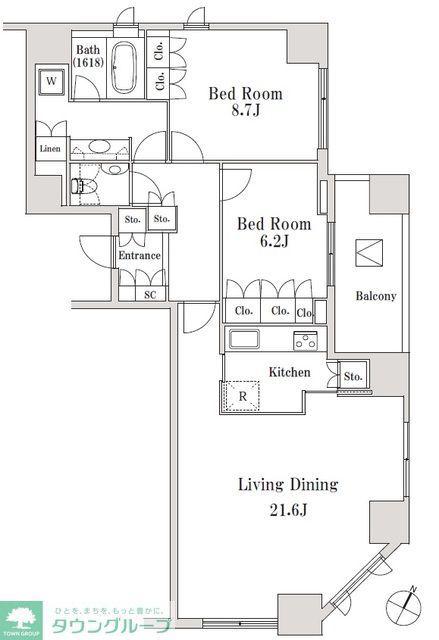 LASANTE一番町(2LDK/10階)の間取り写真
