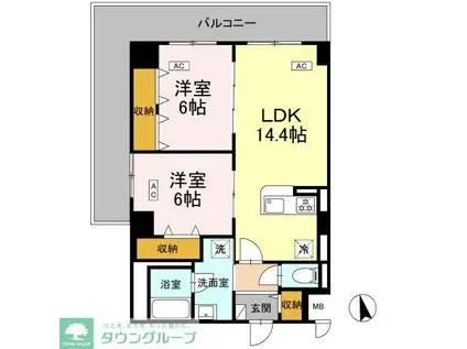 カスタリア西船橋II(2LDK/4階)の間取り写真