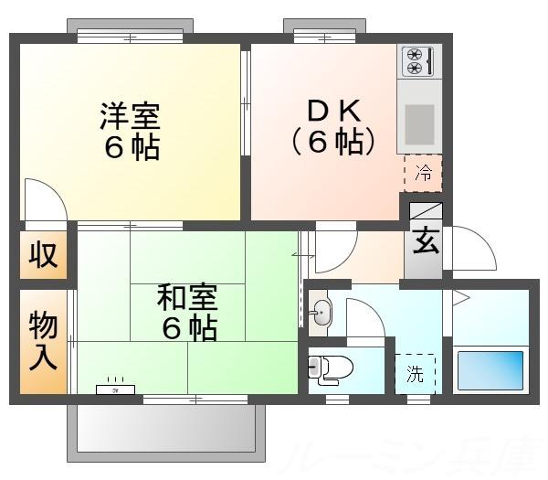 メゾンセントラルパーク(2DK/2階)の間取り写真