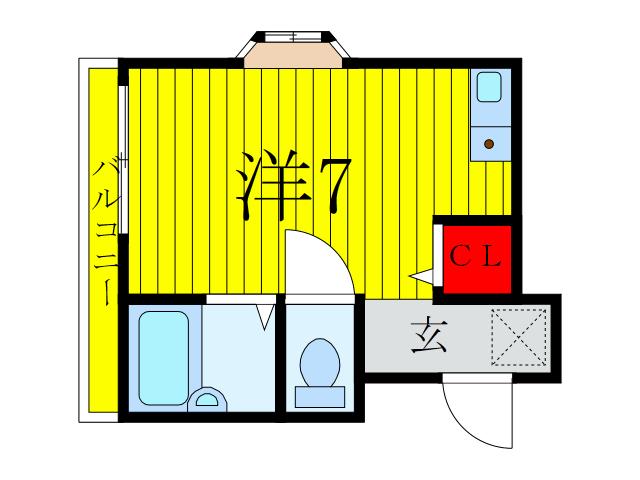 サウスゲート金子(ワンルーム/2階)の間取り写真