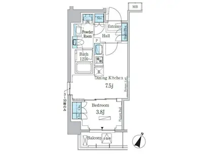 パークアクシス大塚サウスレジデンス(1DK/1階)の間取り写真