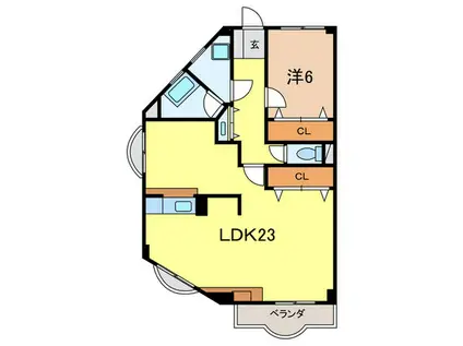 苦楽園グリーンハイツ(1LDK/4階)の間取り写真