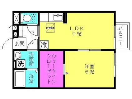 リビングタウン加古川西A棟(1LDK/1階)の間取り写真