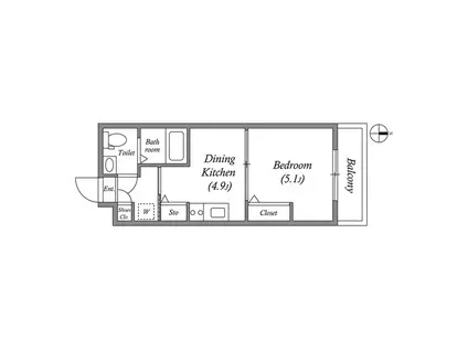 GRANPASEO舎人(1DK/3階)の間取り写真