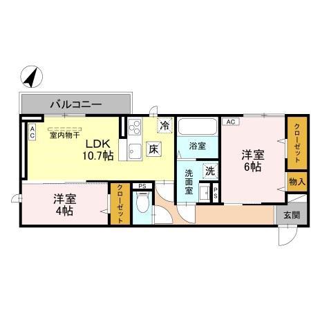 CLASSEUM 幸西 II(2LDK/1階)の間取り写真