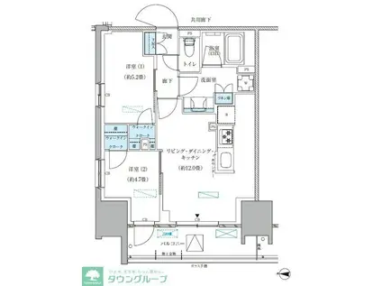 パークアクシス西大島コンフォートスクエア(2LDK/14階)の間取り写真