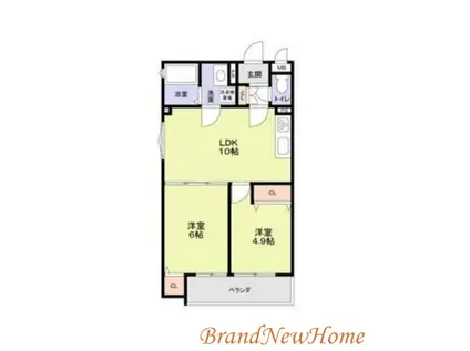 CASA CALMA菱木(2LDK/2階)の間取り写真