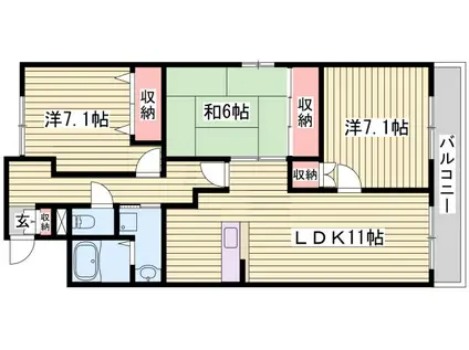 サンワプラザ福崎III(3LDK/4階)の間取り写真