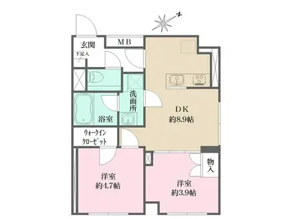 FIKA大井町(2DK/5階)の間取り写真