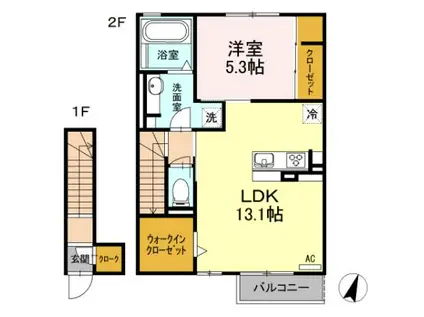 PESCA PERA(1LDK/2階)の間取り写真