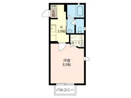 ベルアンジェ(1K/2階)の間取り写真